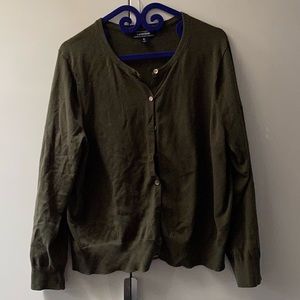 🧶 Khaki green Lands End cardigan size XL 18